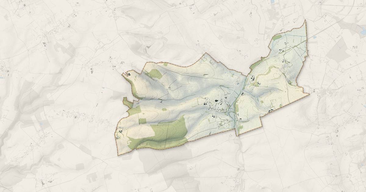 Portrait cartographique de Rouvray-Catillon : relief, eau, forêts, bâti et voies, calculés à partir des données de l'IGN