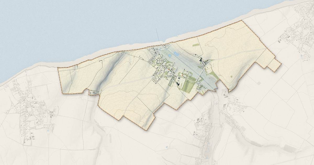 Portrait cartographique de Saint-Aubin-sur-Mer : relief, eau, forêts, bâti et voies, calculés à partir des données de l'IGN