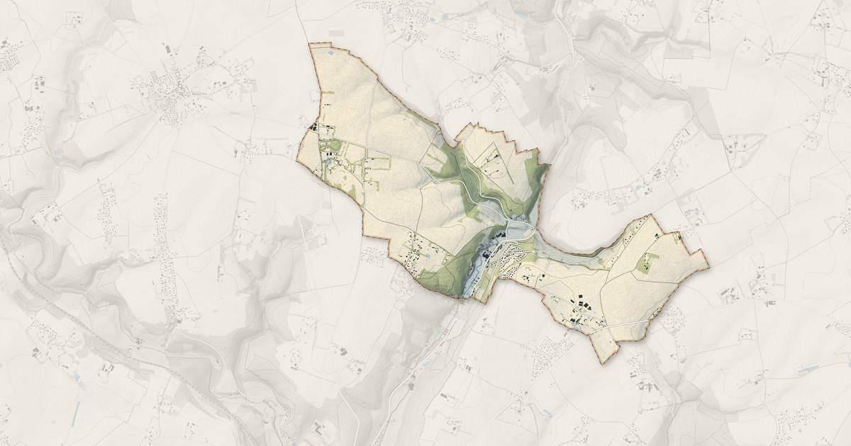 Portrait cartographique de Sainte-Austreberthe : relief, eau, forêts, bâti et voies, calculés à partir des données de l'IGN