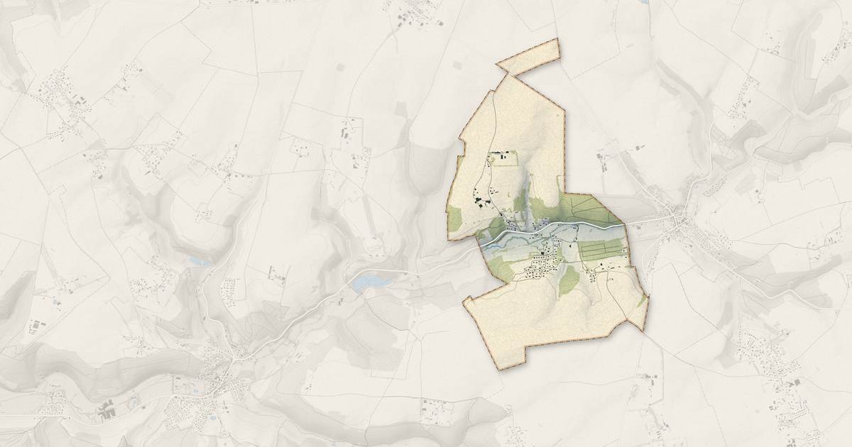 Portrait cartographique de Saint-Germain-sous-Cailly : relief, eau, forêts, bâti et voies, calculés à partir des données de l'IGN