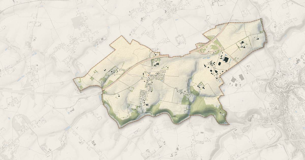 Portrait cartographique de Saint-Jean-de-la-Neuville : relief, eau, forêts, bâti et voies, calculés à partir des données de l'IGN