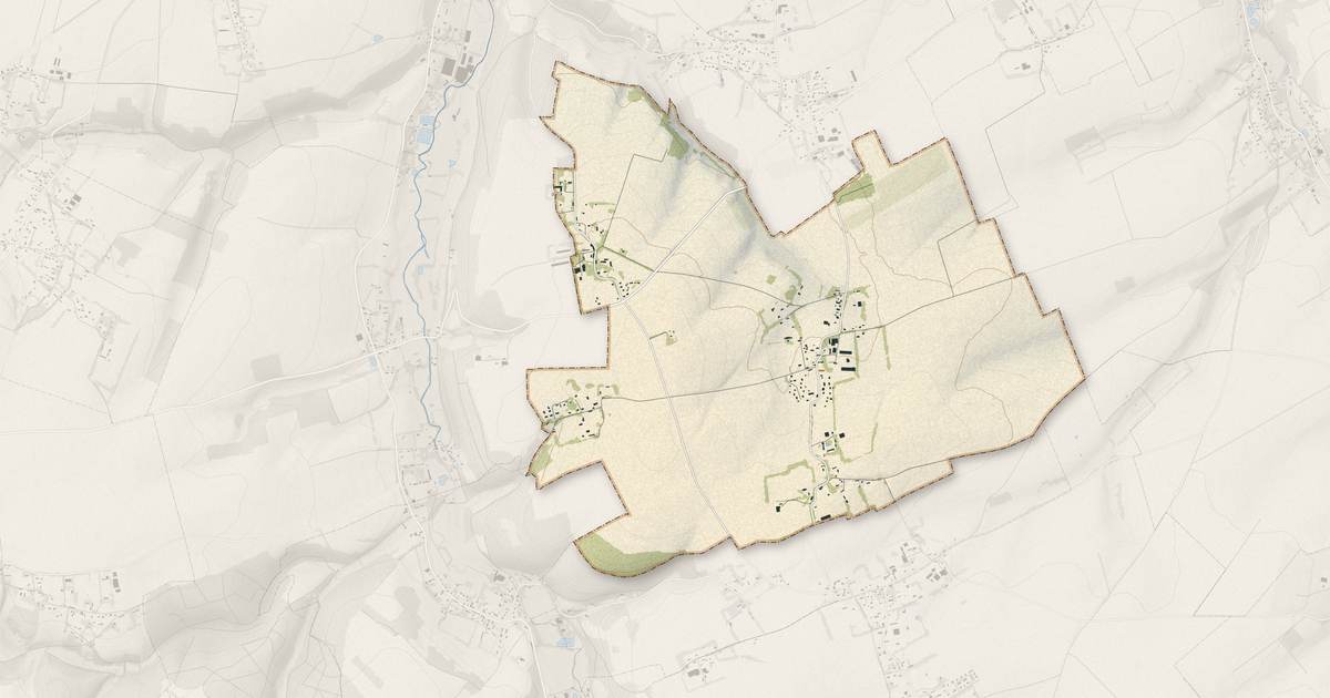 Portrait cartographique de Saint-Ouen-le-Mauger : relief, eau, forêts, bâti et voies, calculés à partir des données de l'IGN