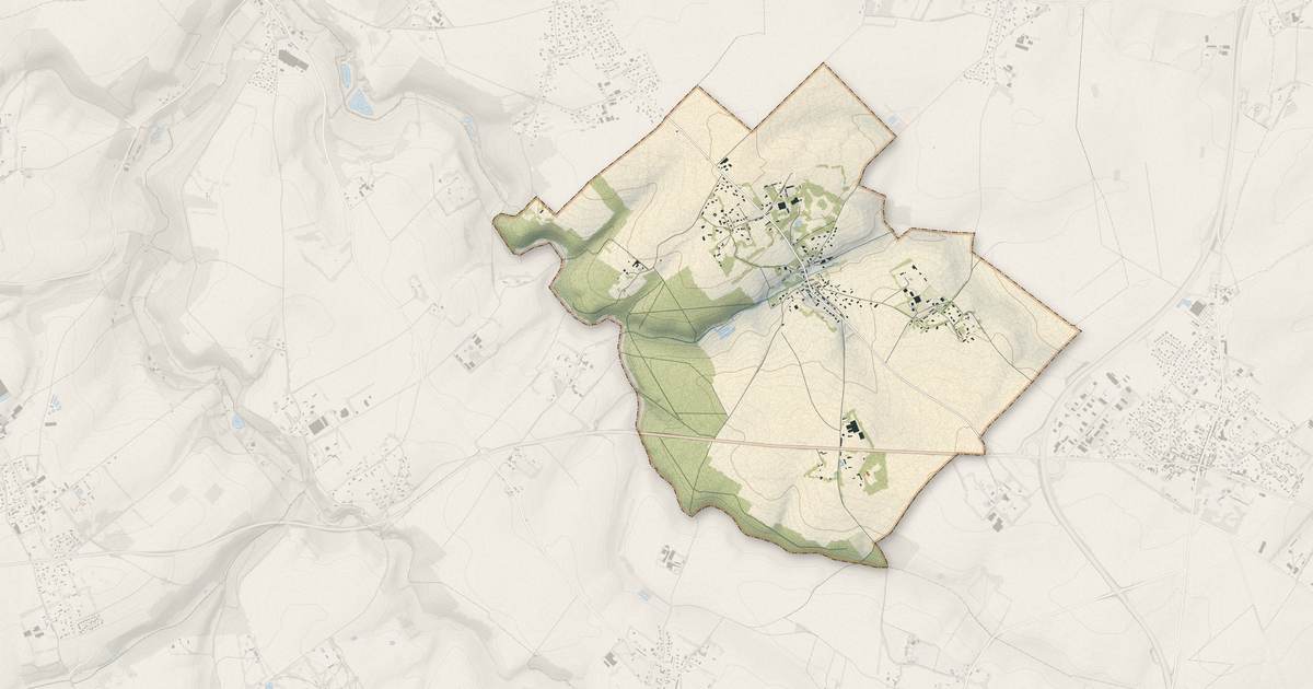 Portrait cartographique de Saint-Vaast-du-Val : relief, eau, forêts, bâti et voies, calculés à partir des données de l'IGN