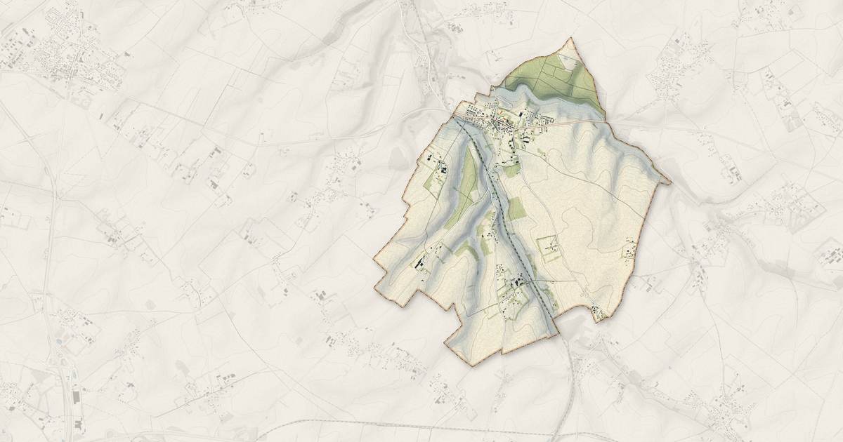 Portrait cartographique de Saint-Victor-l'Abbaye : relief, eau, forêts, bâti et voies, calculés à partir des données de l'IGN