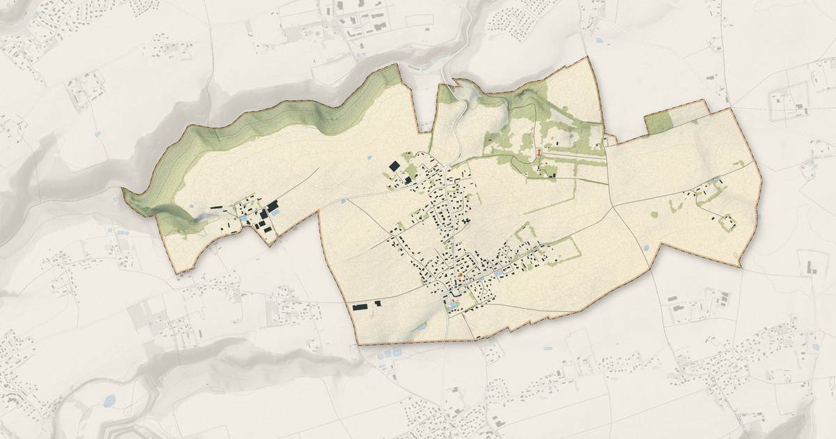 Portrait cartographique de Saint-Vincent-Cramesnil : relief, eau, forêts, bâti et voies, calculés à partir des données de l'IGN