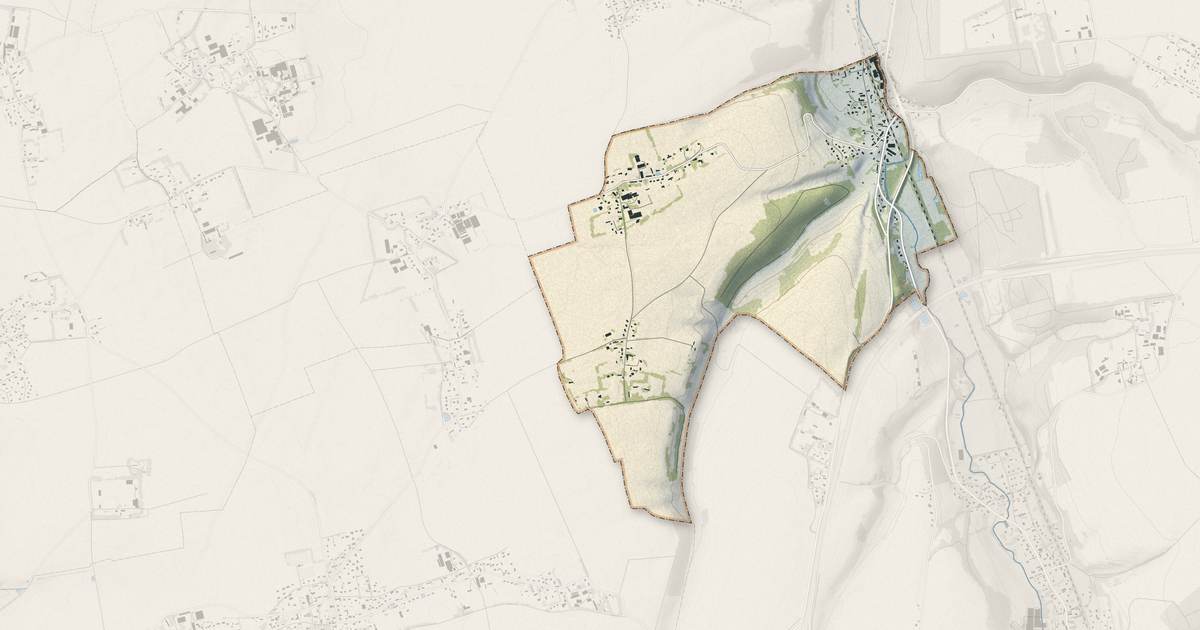Portrait cartographique de Sauqueville : relief, eau, forêts, bâti et voies, calculés à partir des données de l'IGN