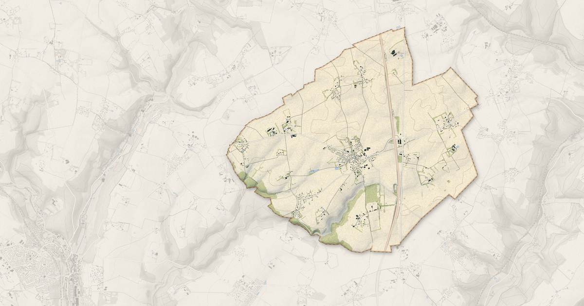 Portrait cartographique de Sierville : relief, eau, forêts, bâti et voies, calculés à partir des données de l'IGN