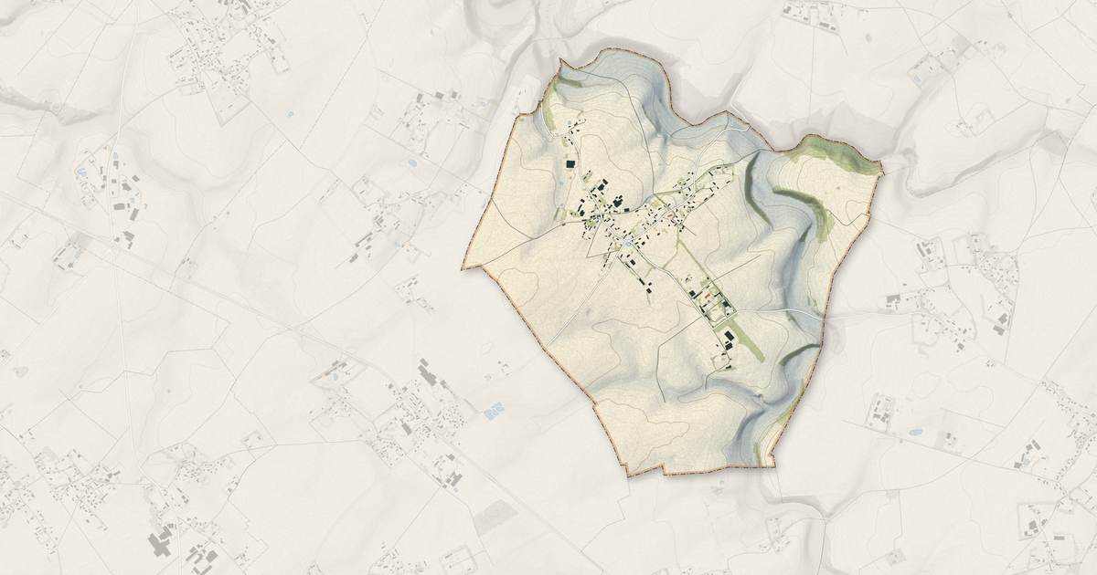 Portrait cartographique de Sorquainville : relief, eau, forêts, bâti et voies, calculés à partir des données de l'IGN