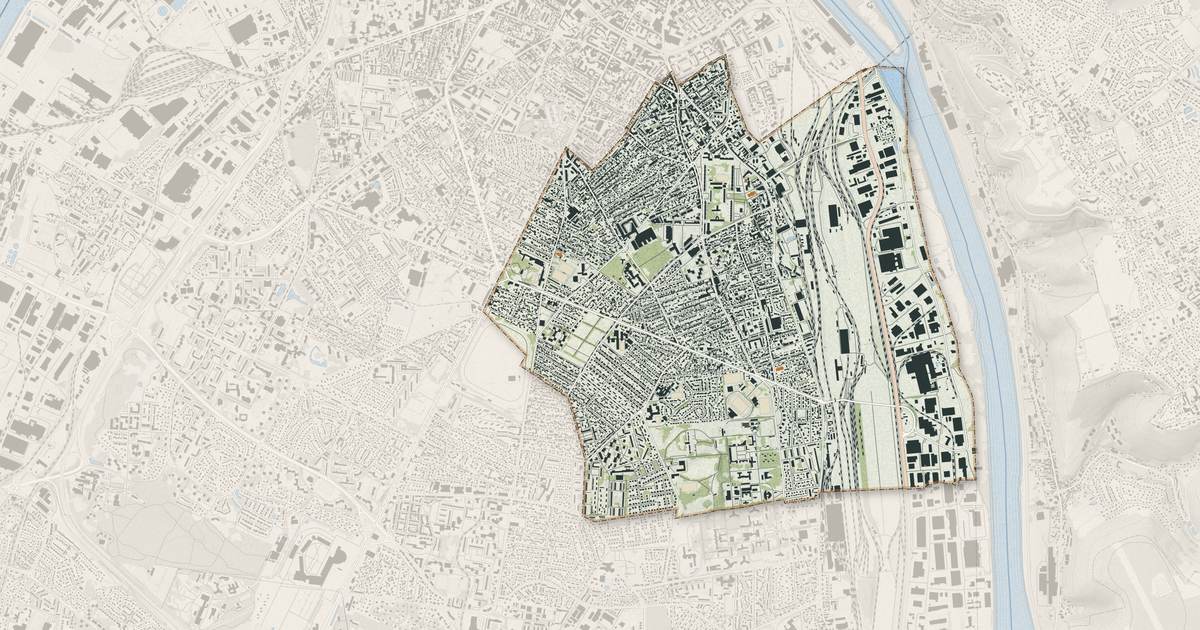 Portrait cartographique de Sotteville-lès-Rouen : relief, eau, forêts, bâti et voies, calculés à partir des données de l'IGN