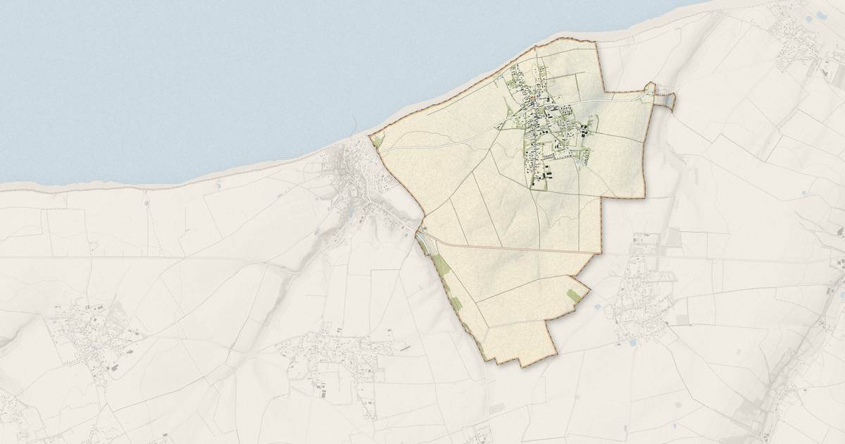 Portrait cartographique de Sotteville-sur-Mer : relief, eau, forêts, bâti et voies, calculés à partir des données de l'IGN