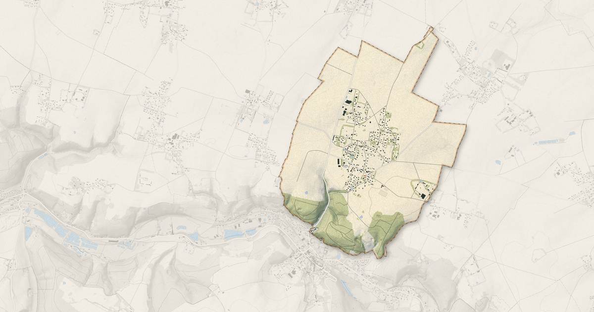 Portrait cartographique de Thérouldeville : relief, eau, forêts, bâti et voies, calculés à partir des données de l'IGN