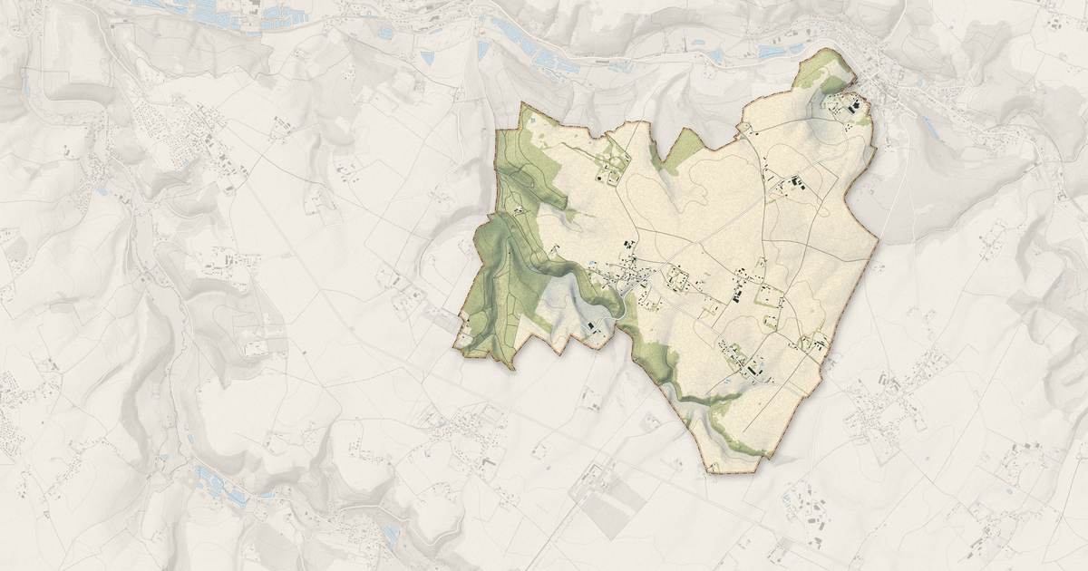 Portrait cartographique de Thiergeville : relief, eau, forêts, bâti et voies, calculés à partir des données de l'IGN