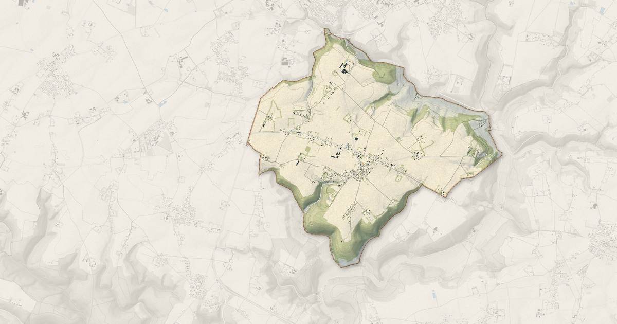 Portrait cartographique de Touffreville-la-Corbeline : relief, eau, forêts, bâti et voies, calculés à partir des données de l'IGN