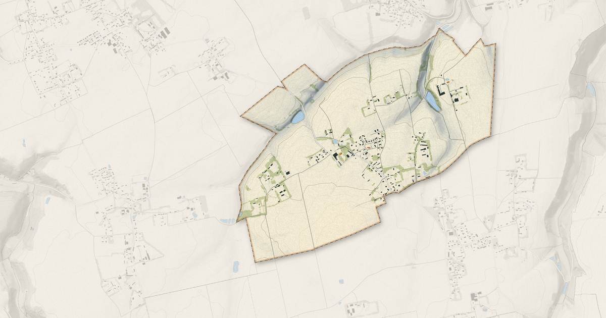 Portrait cartographique de Butot-Vénesville : relief, eau, forêts, bâti et voies, calculés à partir des données de l'IGN