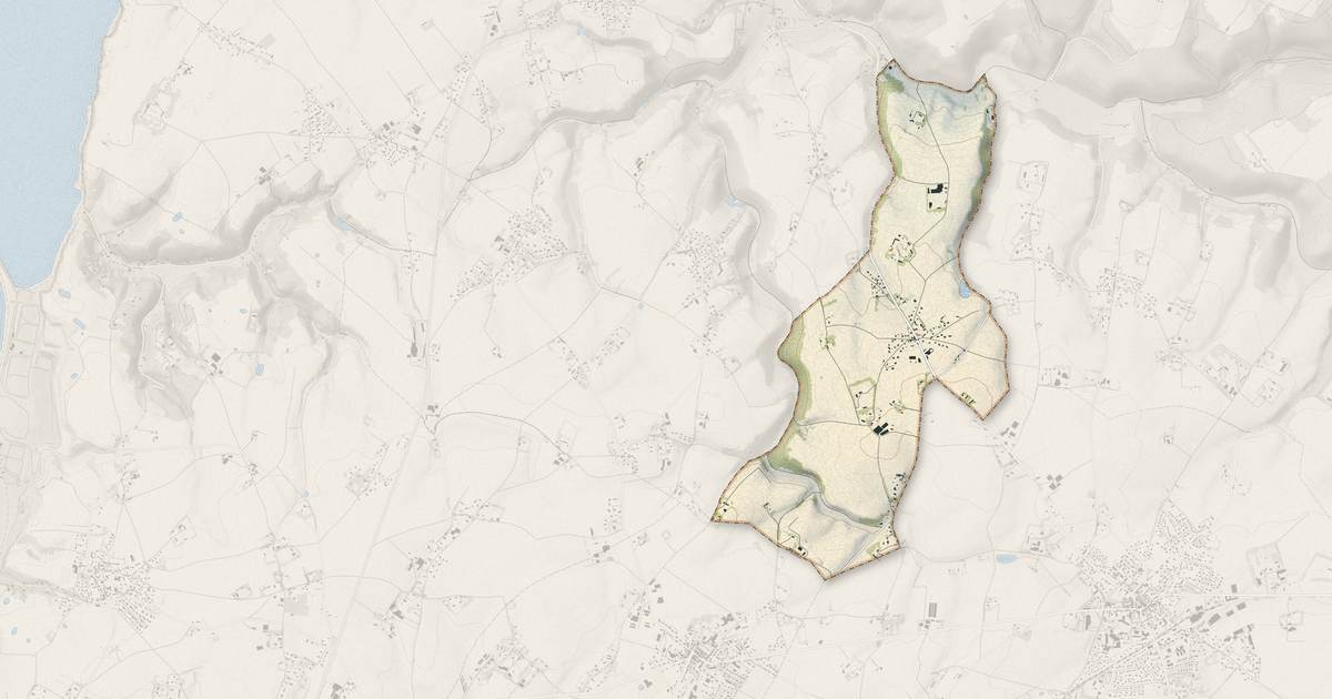 Portrait cartographique de Villainville : relief, eau, forêts, bâti et voies, calculés à partir des données de l'IGN