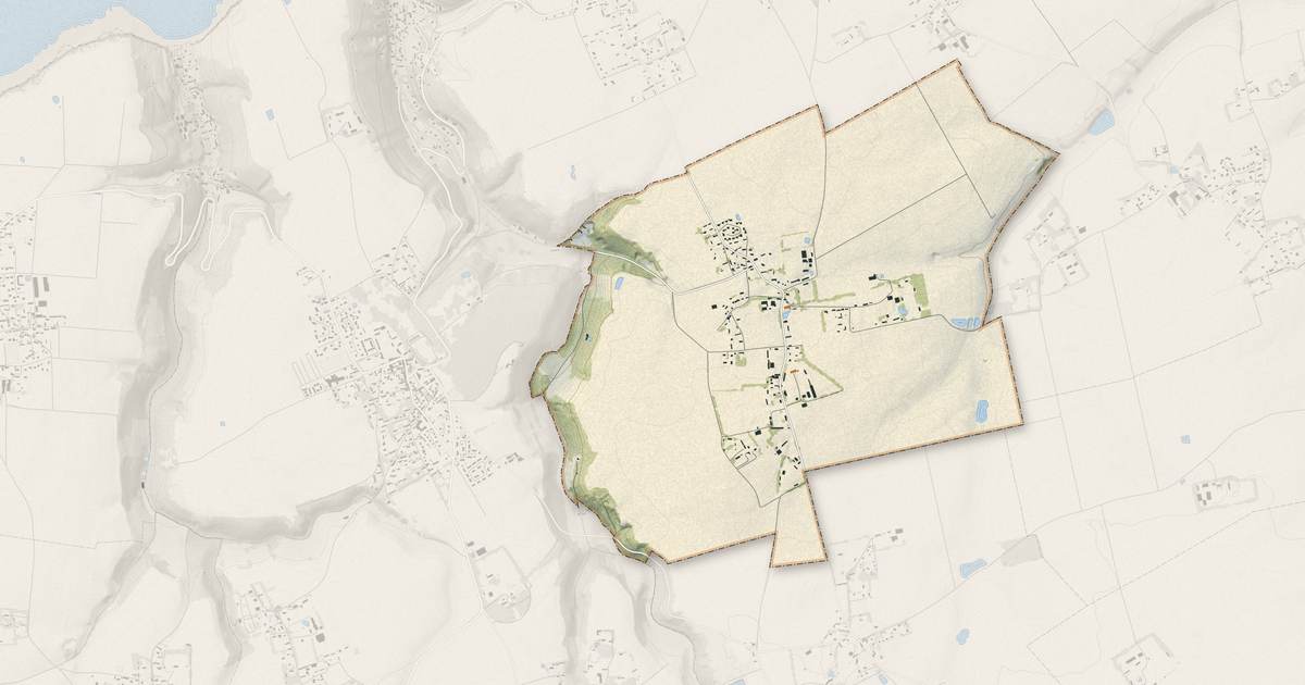 Portrait cartographique de Vinnemerville : relief, eau, forêts, bâti et voies, calculés à partir des données de l'IGN