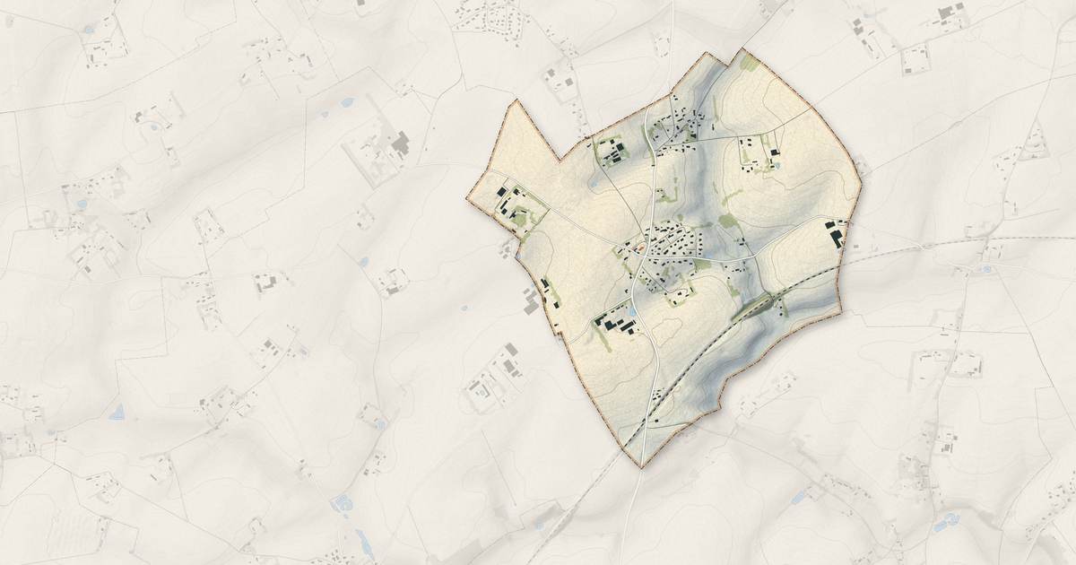 Portrait cartographique de Virville : relief, eau, forêts, bâti et voies, calculés à partir des données de l'IGN