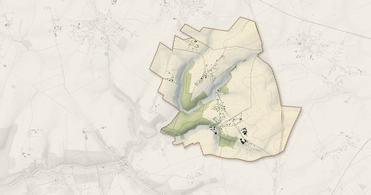 Portrait cartographique de Yquebeuf : relief, eau, forêts, bâti et voies, calculés à partir des données de l'IGN