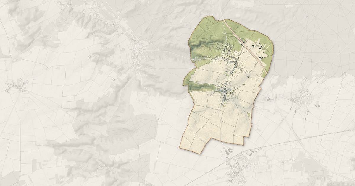 Portrait cartographique de Achères-la-Forêt : relief, eau, forêts, bâti et voies, calculés à partir des données de l'IGN