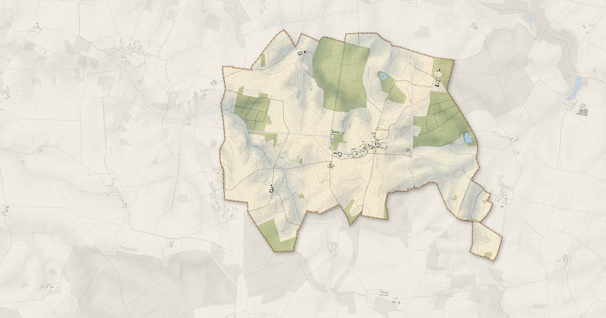 Portrait cartographique de Champcenest : relief, eau, forêts, bâti et voies, calculés à partir des données de l'IGN