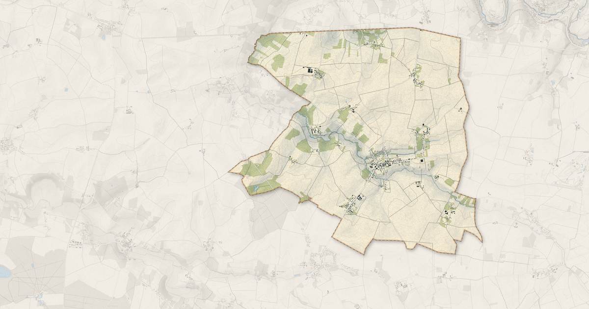 Portrait cartographique de Choisy-en-Brie : relief, eau, forêts, bâti et voies, calculés à partir des données de l'IGN
