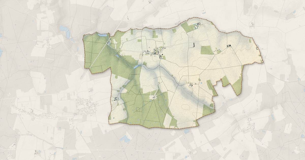 Portrait cartographique de Fontains : relief, eau, forêts, bâti et voies, calculés à partir des données de l'IGN