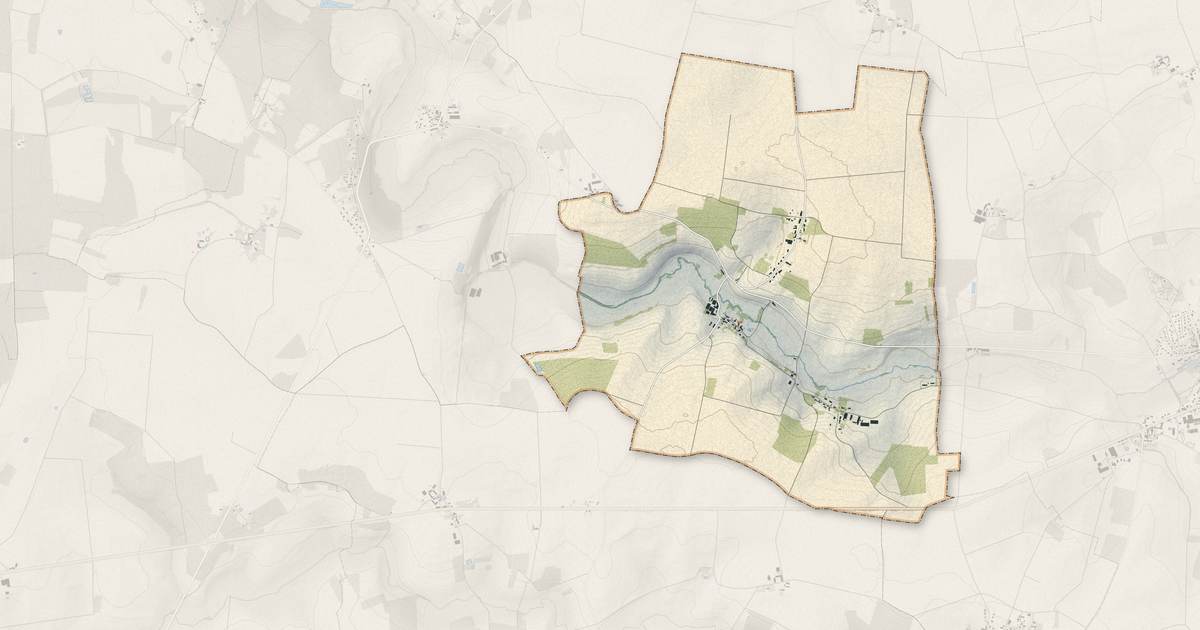 Portrait cartographique de Frétoy : relief, eau, forêts, bâti et voies, calculés à partir des données de l'IGN