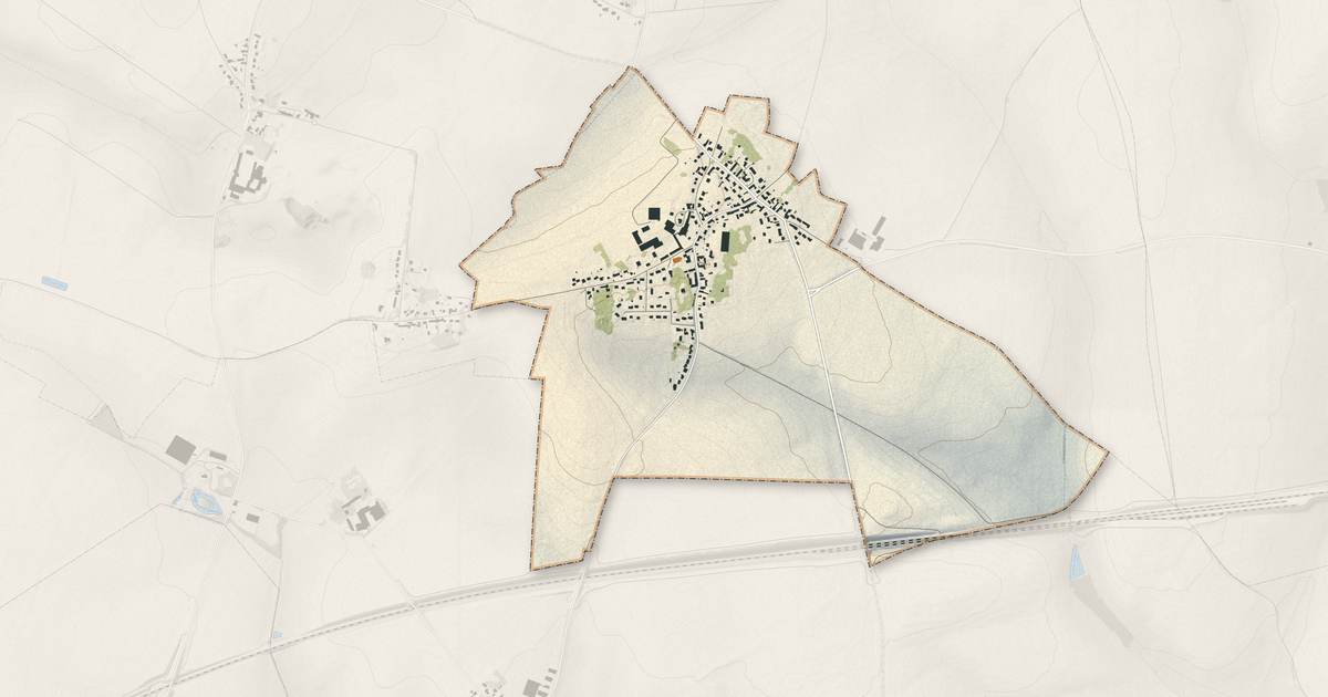 Portrait cartographique de Iverny : relief, eau, forêts, bâti et voies, calculés à partir des données de l'IGN
