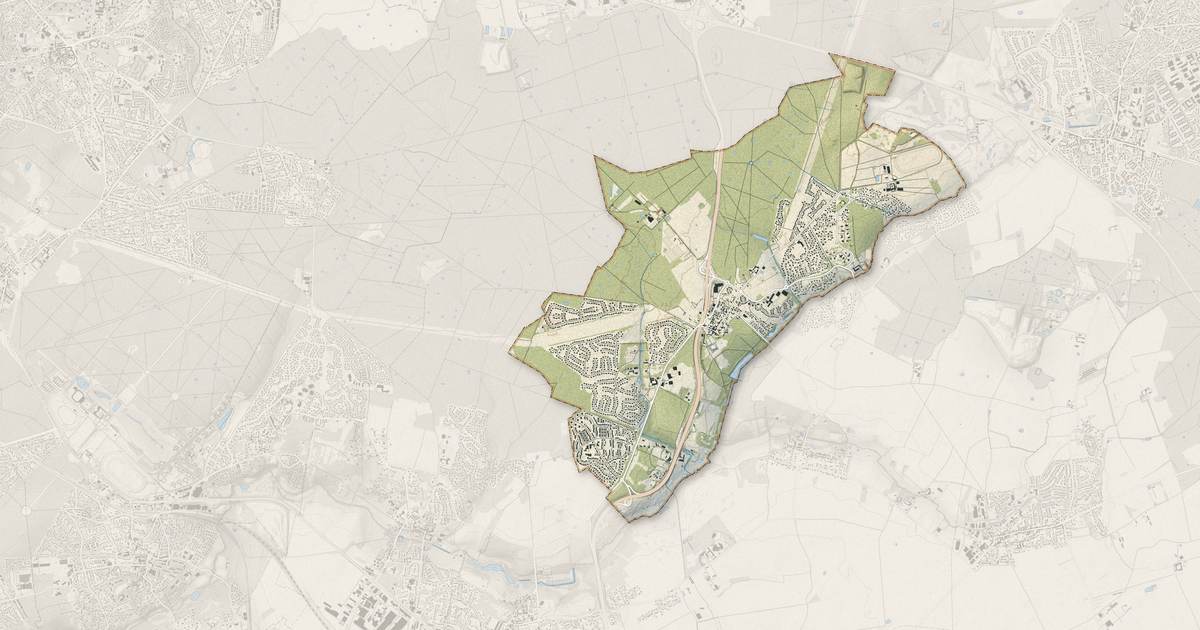 Portrait cartographique de Lésigny : relief, eau, forêts, bâti et voies, calculés à partir des données de l'IGN