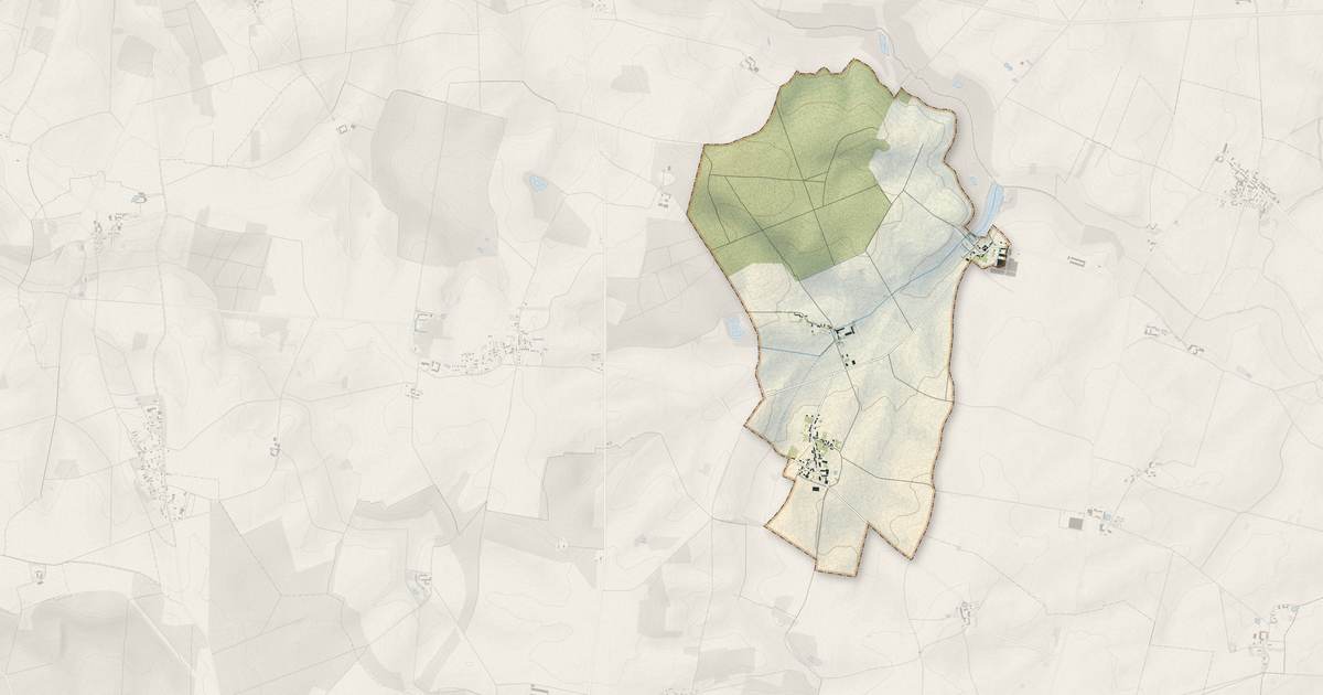 Portrait cartographique de Les Marêts : relief, eau, forêts, bâti et voies, calculés à partir des données de l'IGN