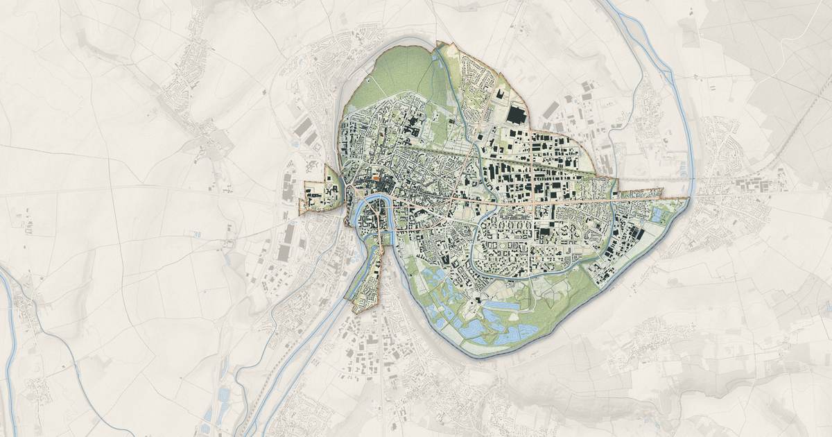 Portrait cartographique de Meaux : relief, eau, forêts, bâti et voies, calculés à partir des données de l'IGN