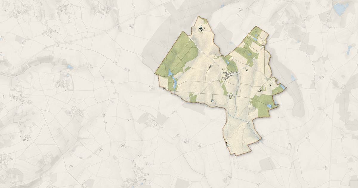 Portrait cartographique de Pierre-Levée : relief, eau, forêts, bâti et voies, calculés à partir des données de l'IGN