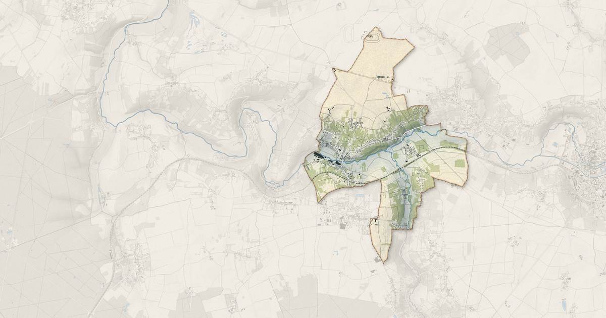 Portrait cartographique de Pommeuse : relief, eau, forêts, bâti et voies, calculés à partir des données de l'IGN
