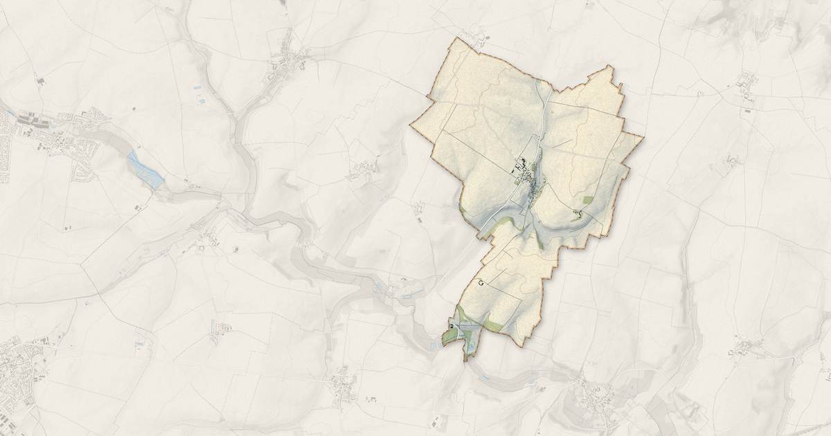 Portrait cartographique de Puisieux : relief, eau, forêts, bâti et voies, calculés à partir des données de l'IGN
