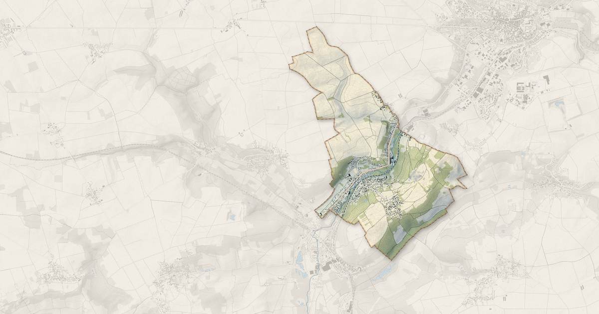Portrait cartographique de Sainte-Colombe : relief, eau, forêts, bâti et voies, calculés à partir des données de l'IGN