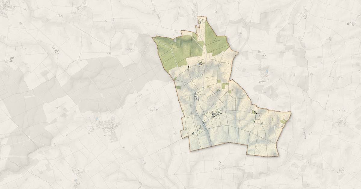 Portrait cartographique de Saint-Hilliers : relief, eau, forêts, bâti et voies, calculés à partir des données de l'IGN