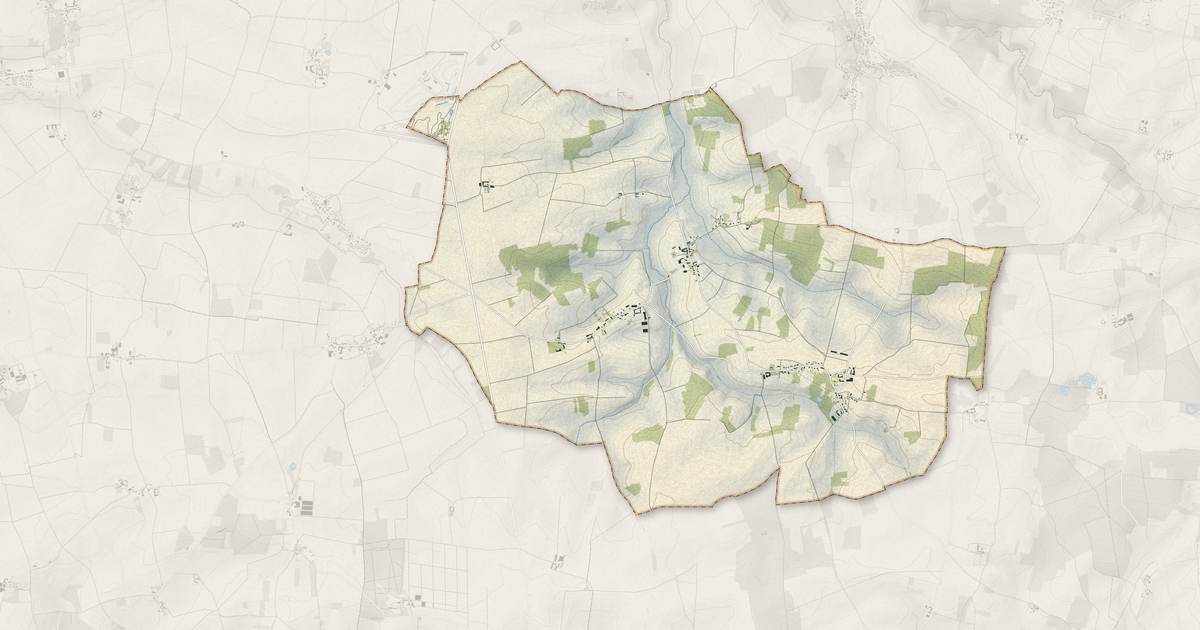 Portrait cartographique de Saint-Mars-Vieux-Maisons : relief, eau, forêts, bâti et voies, calculés à partir des données de l'IGN
