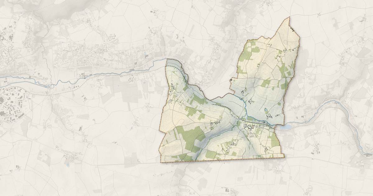 Portrait cartographique de Saint-Siméon : relief, eau, forêts, bâti et voies, calculés à partir des données de l'IGN