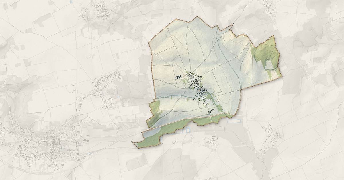 Portrait cartographique de Thénisy : relief, eau, forêts, bâti et voies, calculés à partir des données de l'IGN