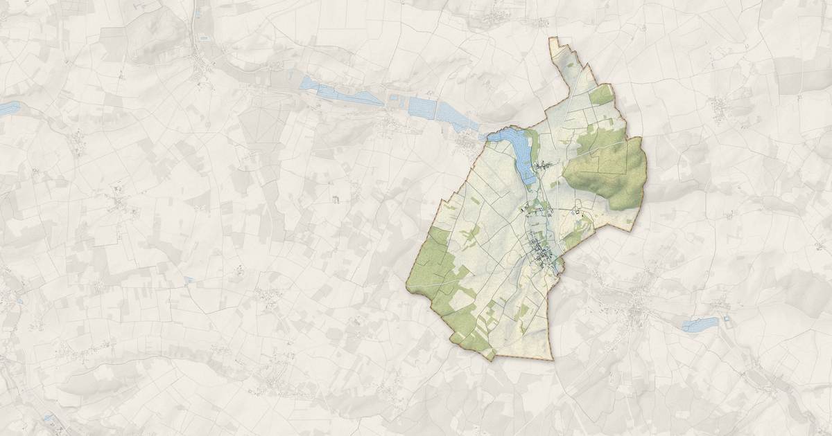 Portrait cartographique de Thoury-Férottes : relief, eau, forêts, bâti et voies, calculés à partir des données de l'IGN