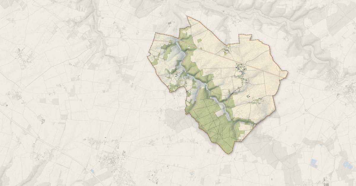 Portrait cartographique de Villebéon : relief, eau, forêts, bâti et voies, calculés à partir des données de l'IGN