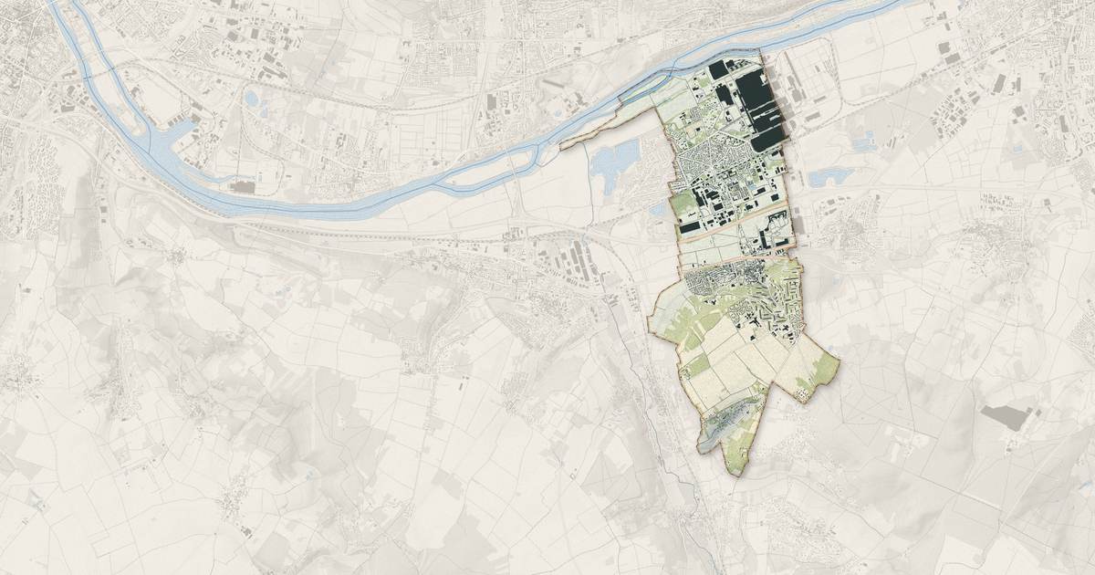 Portrait cartographique de Aubergenville : relief, eau, forêts, bâti et voies, calculés à partir des données de l'IGN