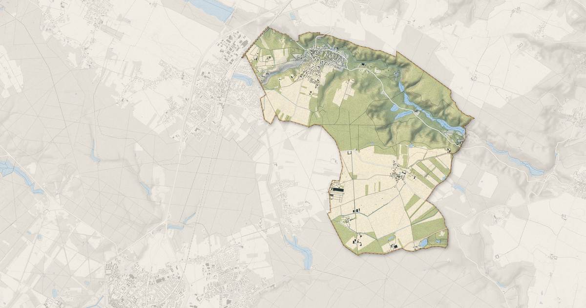 Portrait cartographique de Auffargis : relief, eau, forêts, bâti et voies, calculés à partir des données de l'IGN