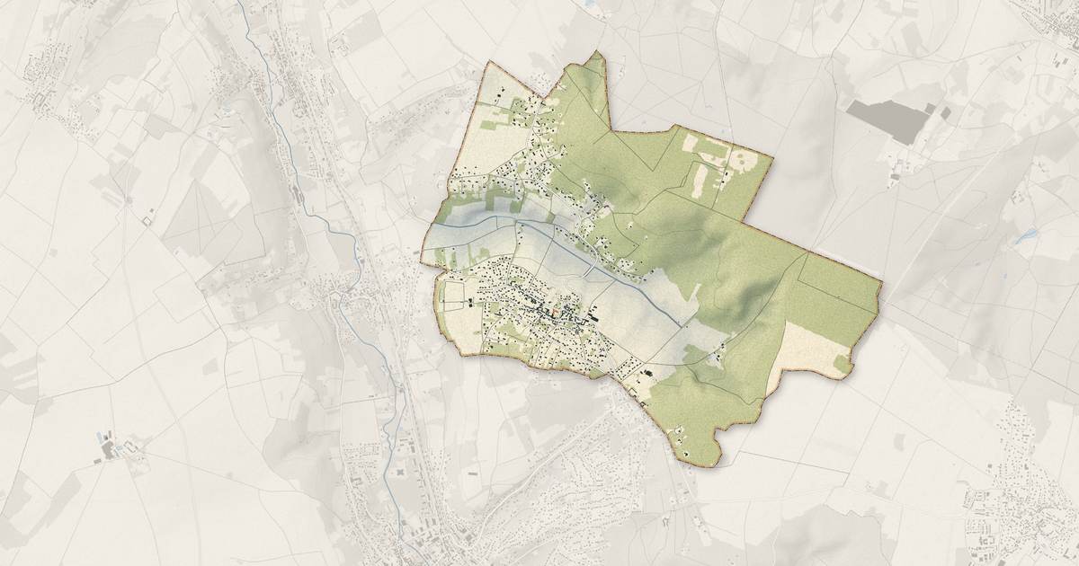 Portrait cartographique de Bazemont : relief, eau, forêts, bâti et voies, calculés à partir des données de l'IGN