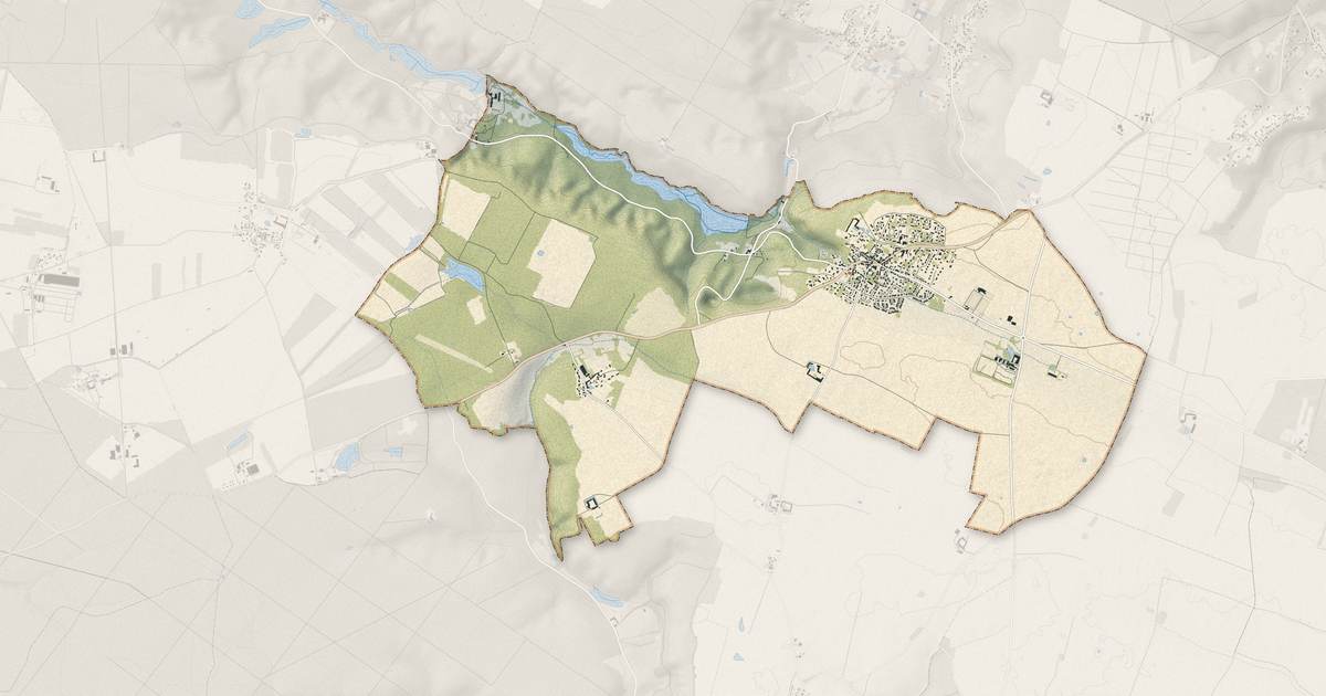 Portrait cartographique de Cernay-la-Ville : relief, eau, forêts, bâti et voies, calculés à partir des données de l'IGN