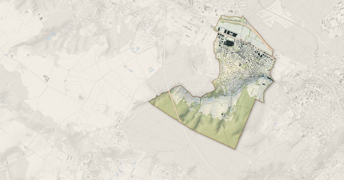 Portrait cartographique de Chambourcy : relief, eau, forêts, bâti et voies, calculés à partir des données de l'IGN
