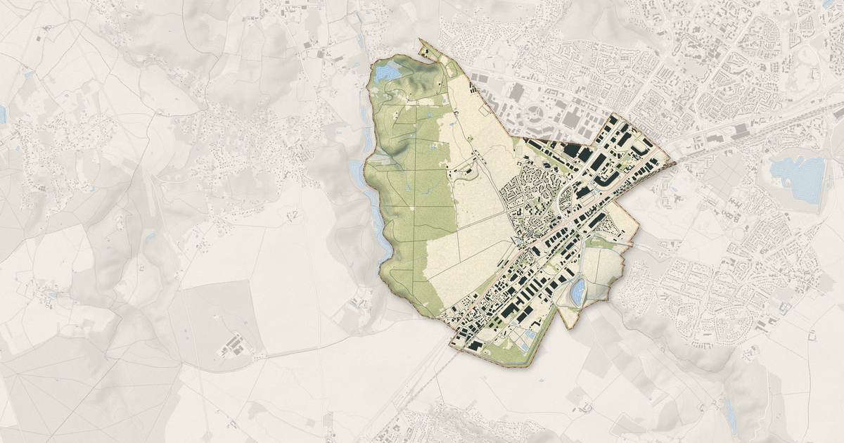 Portrait cartographique de Coignières : relief, eau, forêts, bâti et voies, calculés à partir des données de l'IGN