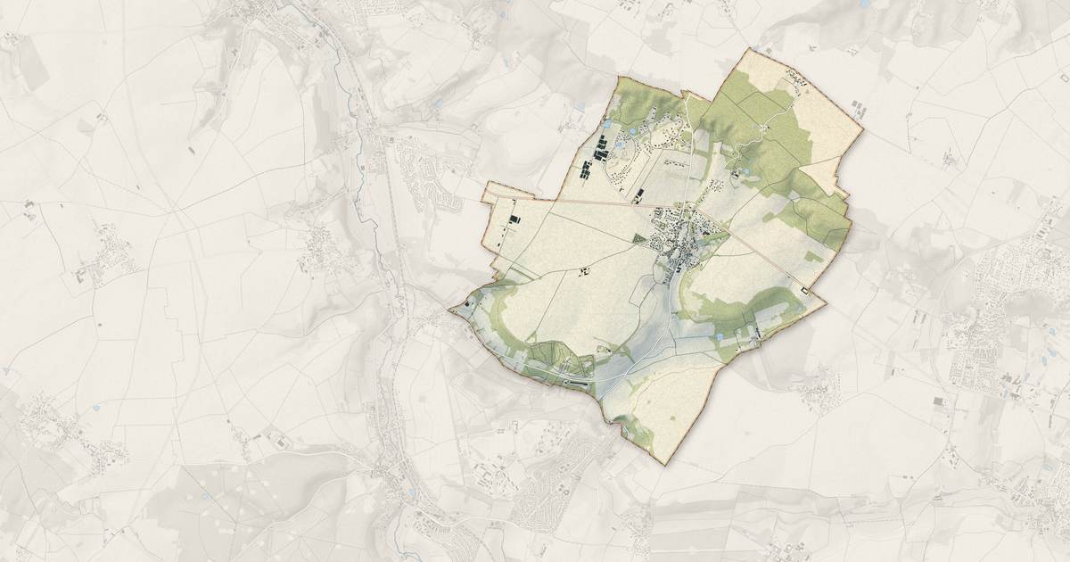 Portrait cartographique de Crespières : relief, eau, forêts, bâti et voies, calculés à partir des données de l'IGN