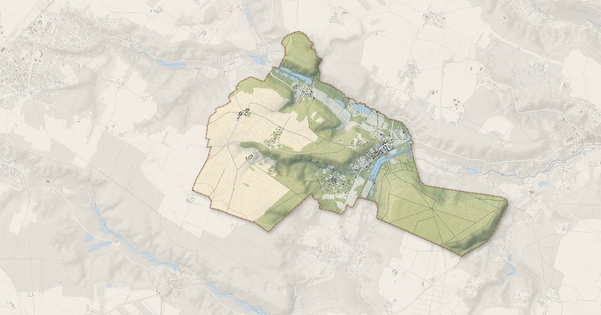 Portrait cartographique de Dampierre-en-Yvelines : relief, eau, forêts, bâti et voies, calculés à partir des données de l'IGN