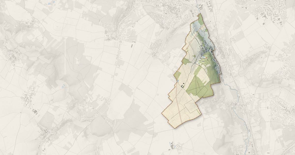 Portrait cartographique de La Falaise : relief, eau, forêts, bâti et voies, calculés à partir des données de l'IGN